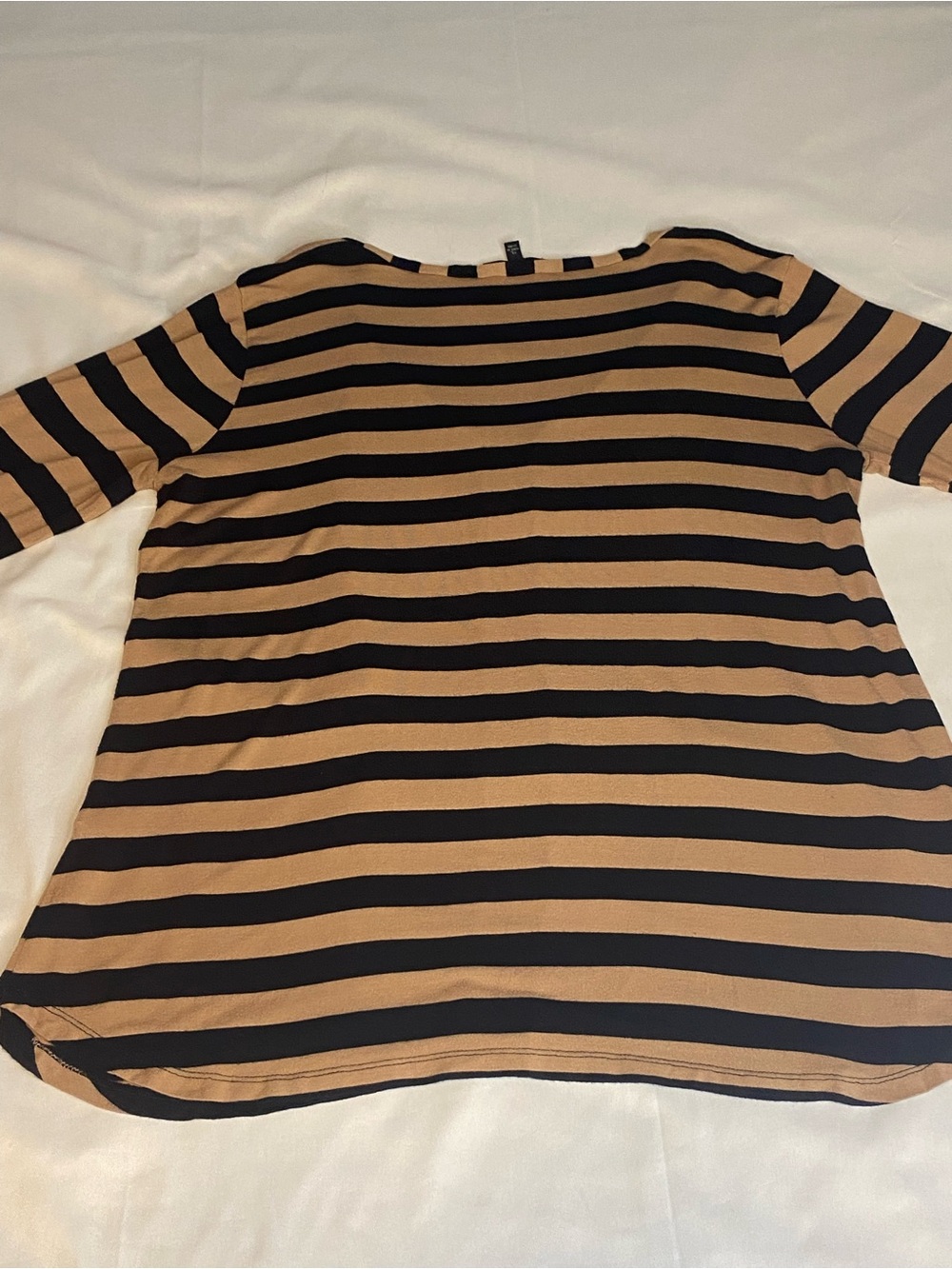 Cable & Gauge Women's XL Tan/Black Striped Long Sleeve Round Neck Top - Picture 7 of 9